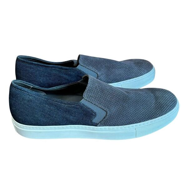 To Boot New York Racer Blue Suede & Denim Slip On Made in Italy Size 11 1/2 - Picture 3 of 6